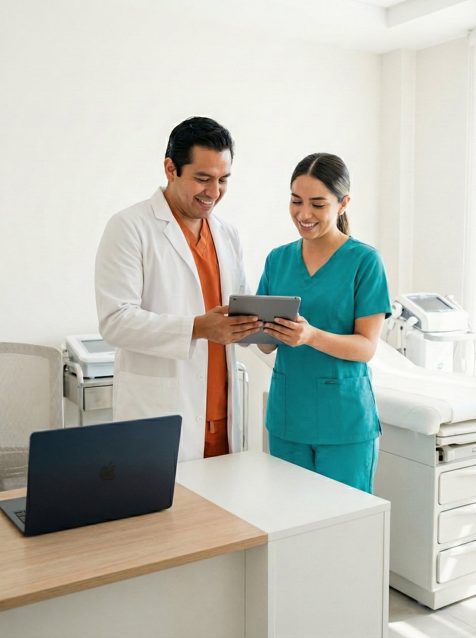 equipo-medico-humus-connect-consultorios-guadalajara Equipo de médicos especialistas de Humus Connect en un consultorio moderno y equipado en Guadalajara, brindando atención integral con calidez humana.